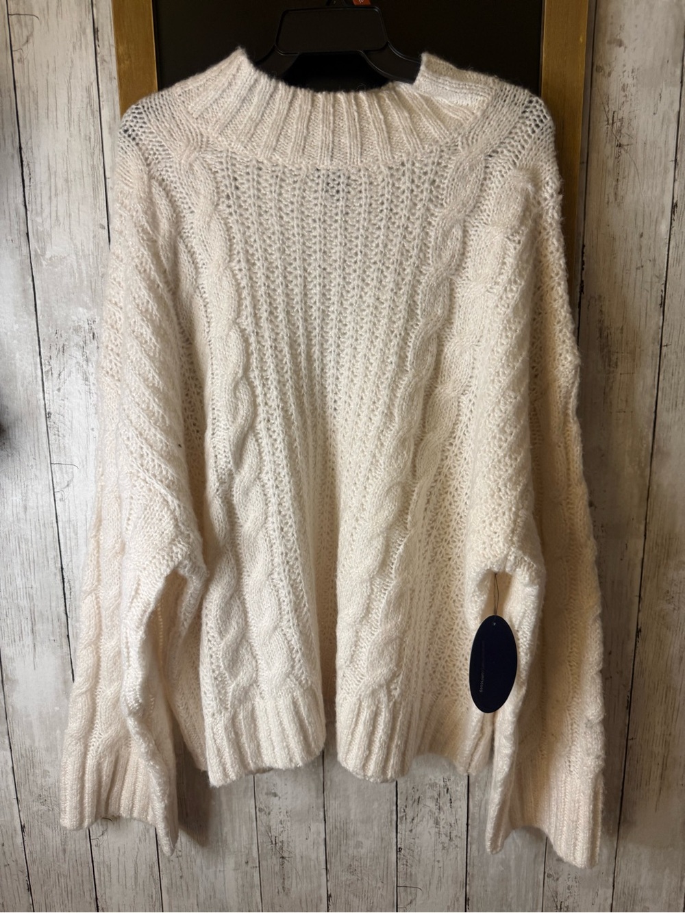 NWT Scoop oversized cable knit cream sweater Size XL
